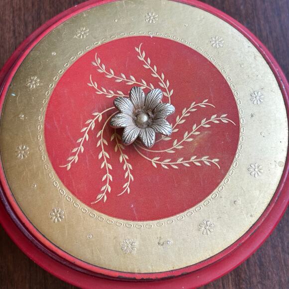 Vintage Avon Persian Wood Dusting Powder Red Gold Ceramic Container - Picture 3 of 12